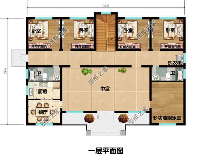 堂屋共用的三層雙拼別墅設計圖，總占地面積245平米