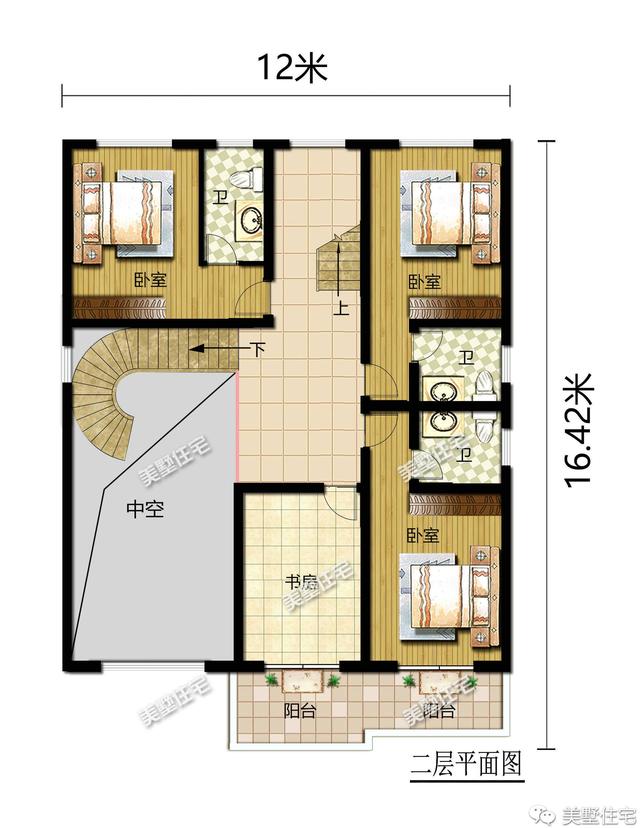 新中式風(fēng)格三層別墅四合院平面戶型圖，霸氣