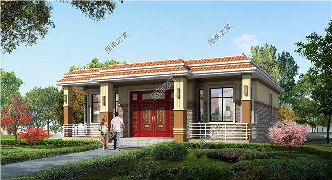 新農(nóng)村一層簡(jiǎn)單自建別墅全套設(shè)計(jì)圖紙，平屋頂設(shè)計(jì)