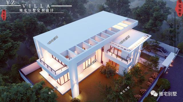 超現(xiàn)代二層平屋頂別墅圖片及戶型圖，超前的人才敢建