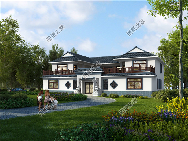 二層農(nóng)村自建四合院設(shè)計(jì)圖，外觀古樸有質(zhì)感