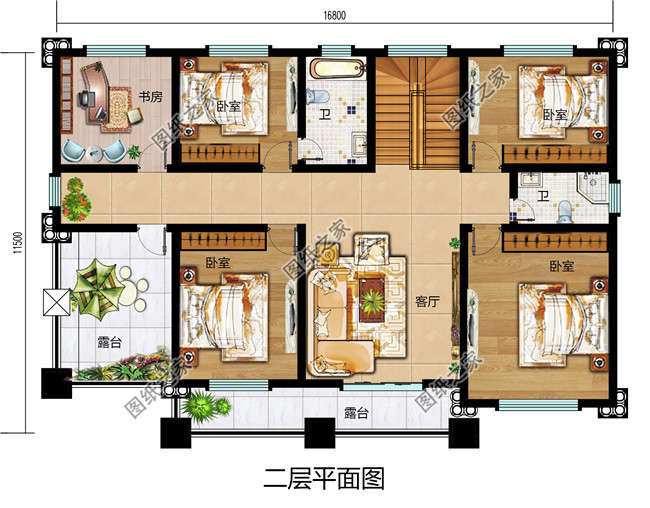 170平方米歐式農(nóng)村兩層小別墅設計圖紙帶外觀圖，精致好看
