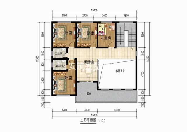 開間13米進深11.3米二層小洋樓別墅設(shè)計方案圖，好看