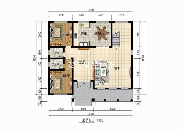 開間13米進深11.3米二層小洋樓別墅設(shè)計方案圖，好看
