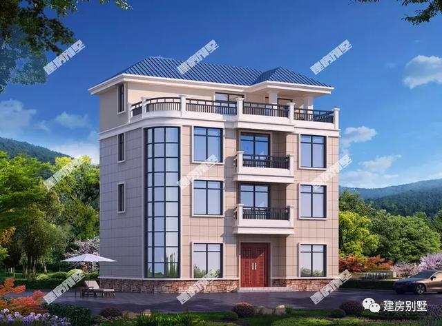 干凈利落的4層樓房自建圖，建好也算村里的地標(biāo)了