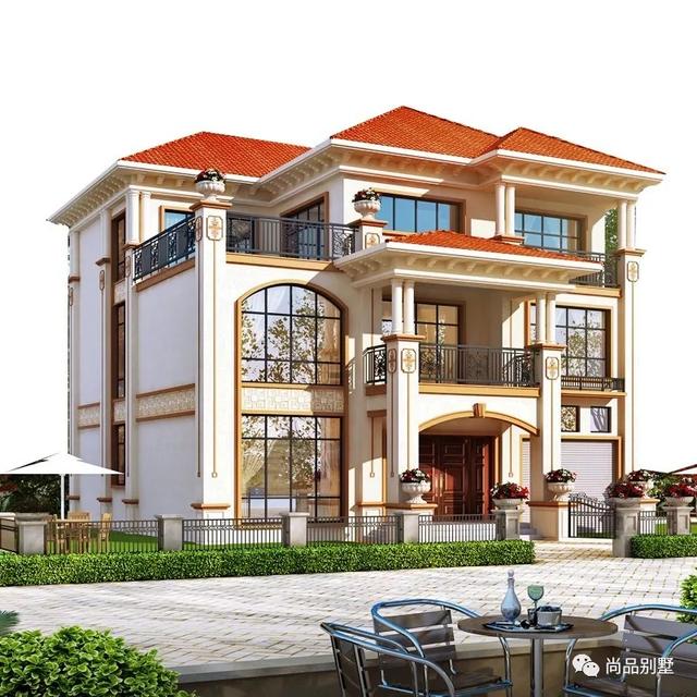 挑空客廳歐式高端三層樓房設(shè)計(jì)戶型，建好想不漂亮都難了，8室3廳