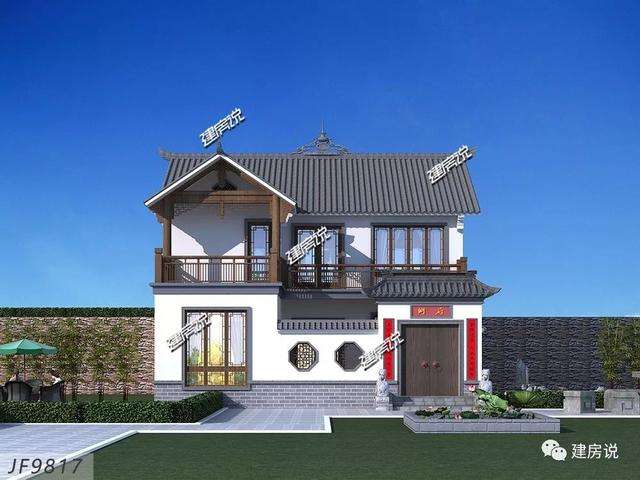 徽派中式別墅二層自建房，帶小院，花小錢，建好房