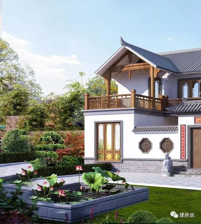 徽派中式別墅二層自建房，帶小院，花小錢，建好房