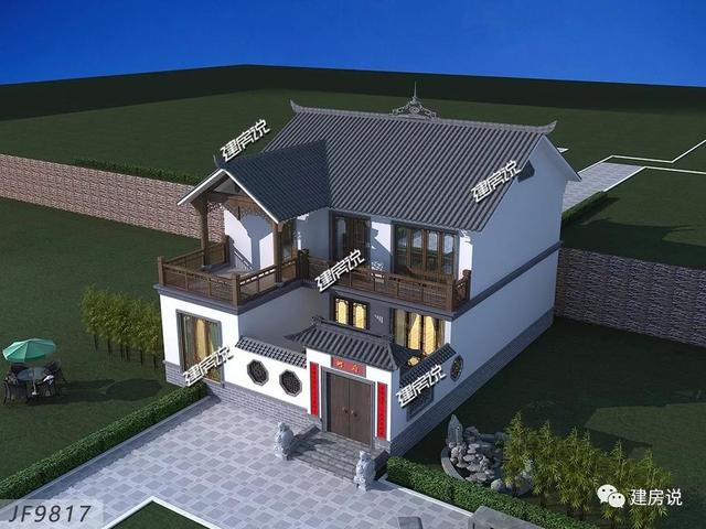 徽派中式別墅二層自建房，帶小院，花小錢，建好房