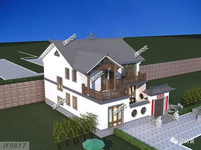 徽派中式別墅二層自建房，帶小院，花小錢，建好房