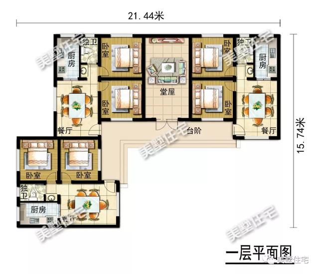 3款一層中式別墅養(yǎng)老房戶型，最低20來萬就能建