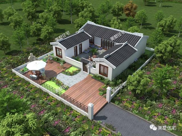 3款一層中式別墅養(yǎng)老房戶型，最低20來萬就能建