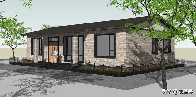 現代一層平房房子設計方案，四間好戶型