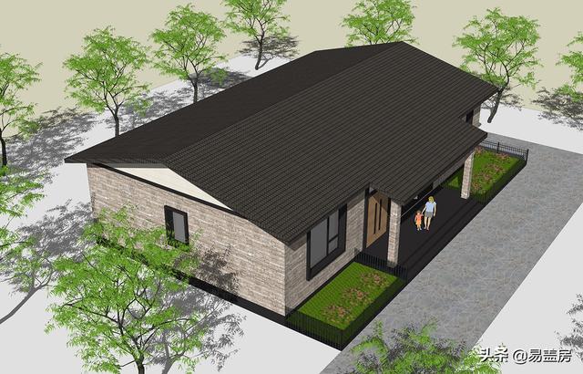 現代一層平房房子設計方案，四間好戶型