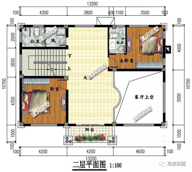 客廳挑空設(shè)計的農(nóng)村歐式別墅，南北通透，使用落地窗很氣派