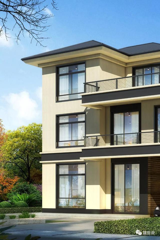 占地120平、32萬就能建好的現(xiàn)代風別墅三層戶型圖