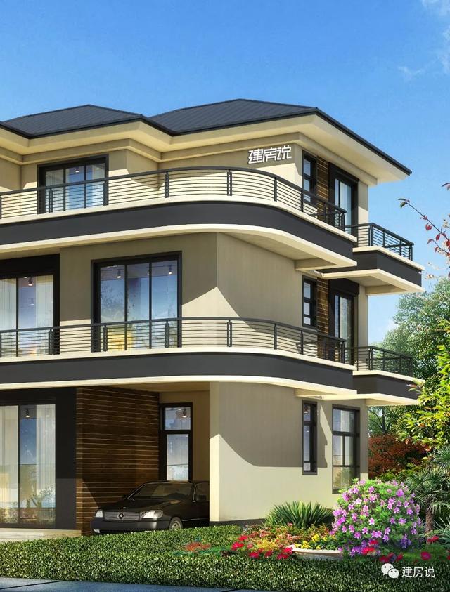 占地120平、32萬就能建好的現(xiàn)代風別墅三層戶型圖