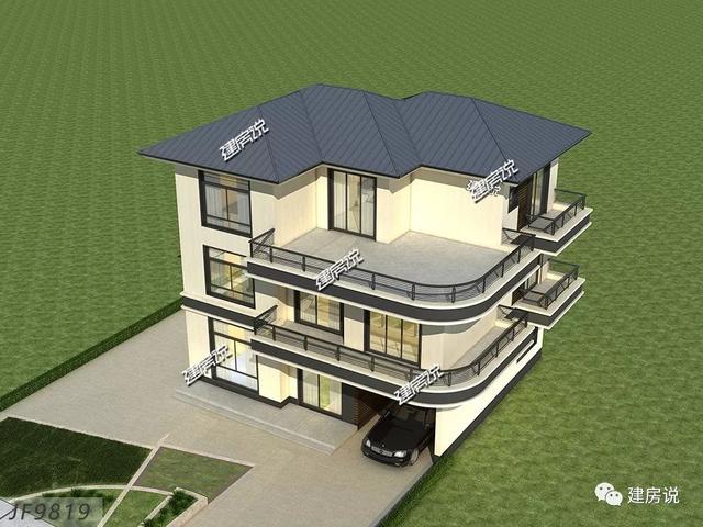 占地120平、32萬就能建好的現(xiàn)代風別墅三層戶型圖