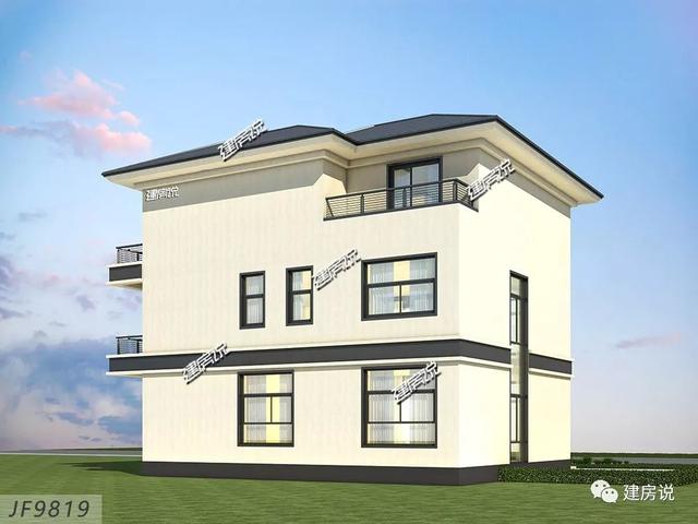 占地120平、32萬就能建好的現(xiàn)代風別墅三層戶型圖