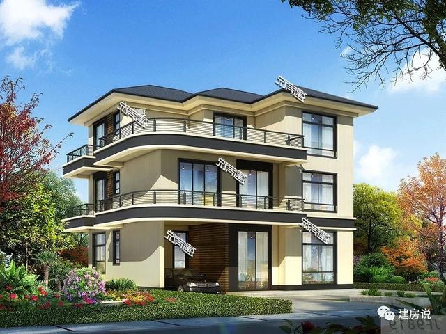 占地120平、32萬就能建好的現(xiàn)代風別墅三層戶型圖