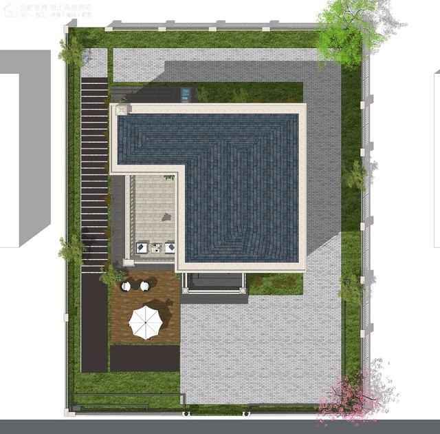 面寬14.0米進深13.5米三層大落地窗別墅圖，好看