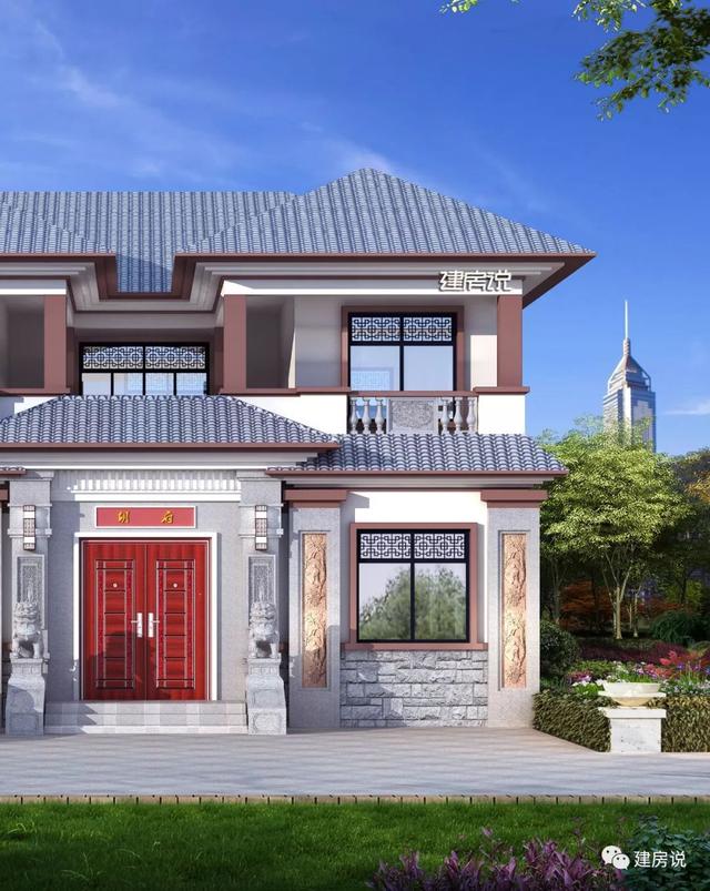 面寬12米的新中式帶內(nèi)院別墅設(shè)計(jì)圖，類四合院風(fēng)格