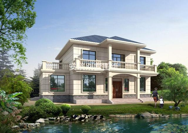 開(kāi)間16米進(jìn)深8.5米農(nóng)村的2層別墅，造型好看，凹凸有致