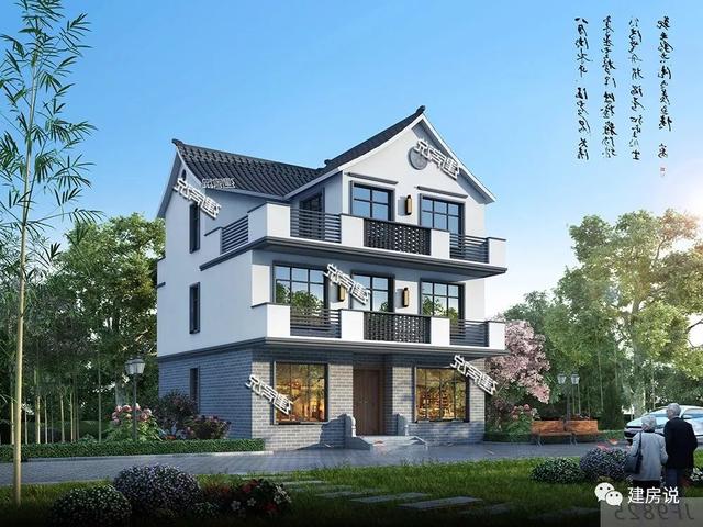 面寬11米中國風徽派自建房別墅方案，適合鄉(xiāng)村建