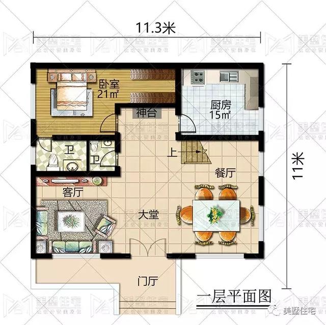 占地125平的七居室3層豪宅設(shè)計(jì)圖，人多也夠住