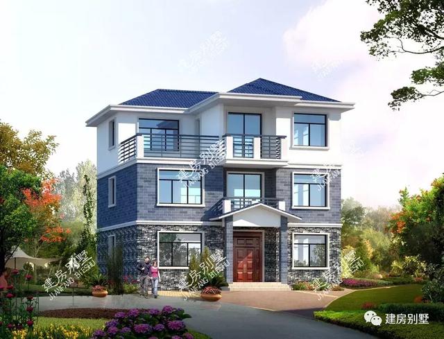 面寬11米的三層農(nóng)村自建樓圖，都是帶挑空客廳的戶型