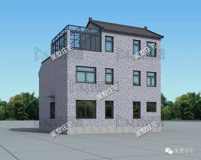 占地100平鄉(xiāng)村小樓圖，陽光房+大露臺(tái)，質(zhì)樸簡單