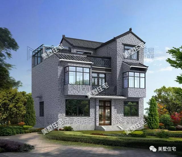 占地100平鄉(xiāng)村小樓圖，陽光房+大露臺(tái)，質(zhì)樸簡單