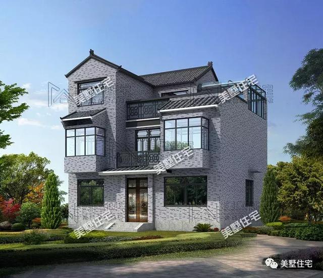 占地100平鄉(xiāng)村小樓圖，陽光房+大露臺(tái)，質(zhì)樸簡單