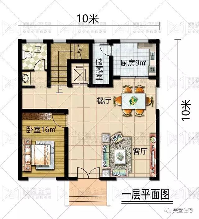 占地100平鄉(xiāng)村小樓圖，陽光房+大露臺(tái)，質(zhì)樸簡單