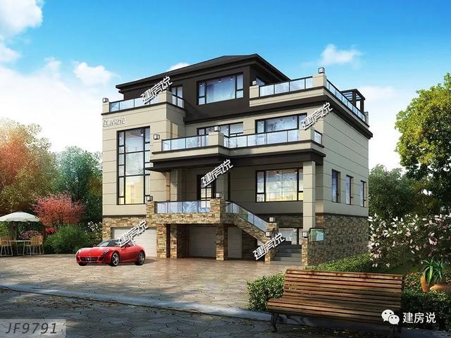 面寬12米占地130平的新中式自建房戶型圖，四層大套房不錯(cuò)