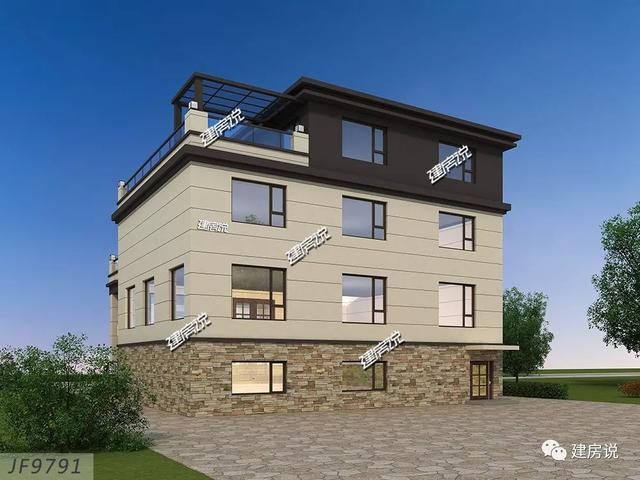 面寬12米占地130平的新中式自建房戶型圖，四層大套房不錯(cuò)