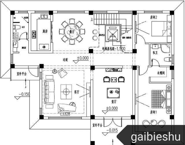 16.3m×12.3m三層平屋頂別墅設(shè)計，框架結(jié)構(gòu)