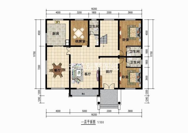 開(kāi)間16.2米，進(jìn)深11.7米二層小樓房設(shè)計(jì)，35萬(wàn)能建好主體