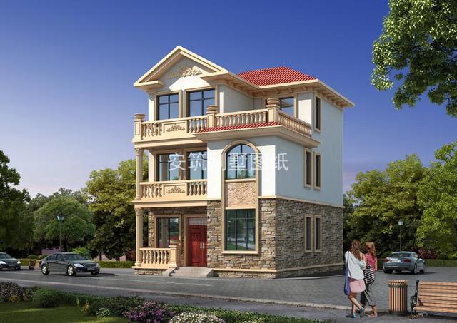 8.2x10.5米農(nóng)村三層小洋樓房圖，簡(jiǎn)單、實(shí)用