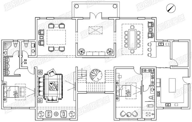 湖南婁底三層雙拼別墅效果圖及平面，外觀大氣