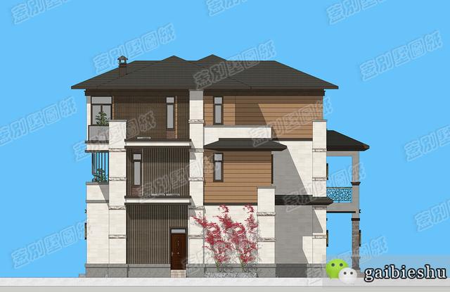 湖南婁底三層雙拼別墅效果圖及平面，外觀大氣