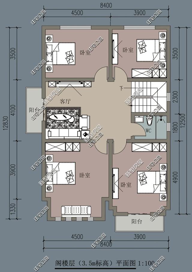 9套農(nóng)村老百姓自建房子的戶型圖，一層、二層都有