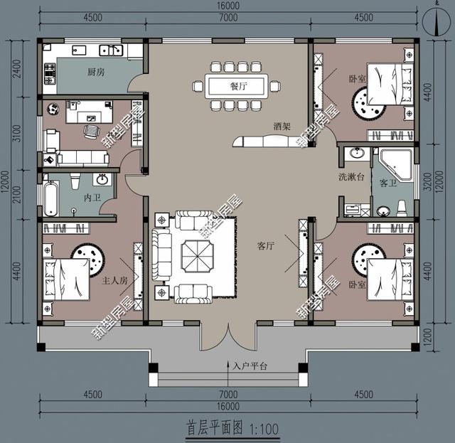 9套農(nóng)村老百姓自建房子的戶型圖，一層、二層都有