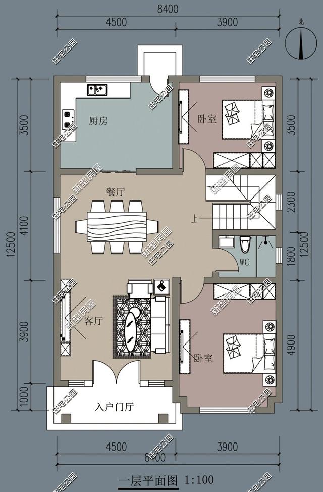 9套農(nóng)村老百姓自建房子的戶型圖，一層、二層都有