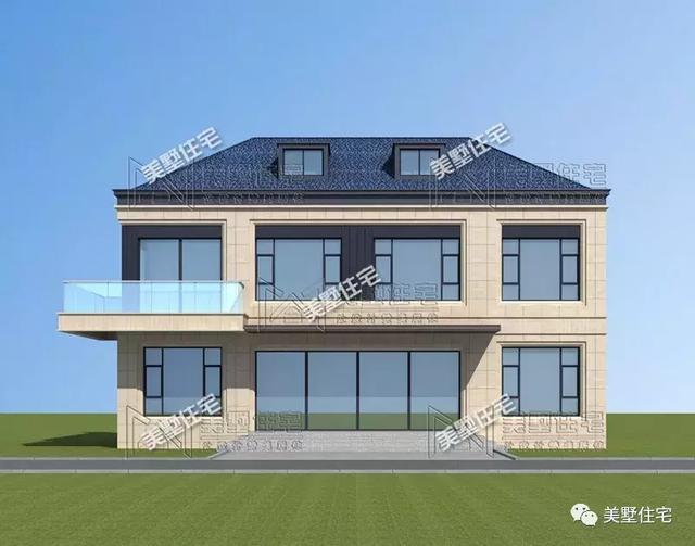 占地147平的簡歐4間二層別墅戶型方案，樓梯有特色