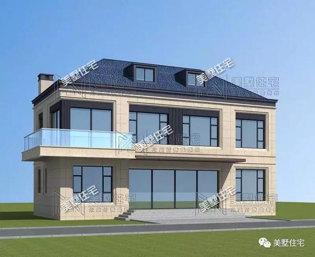 占地147平的簡歐4間二層別墅戶型方案，樓梯有特色