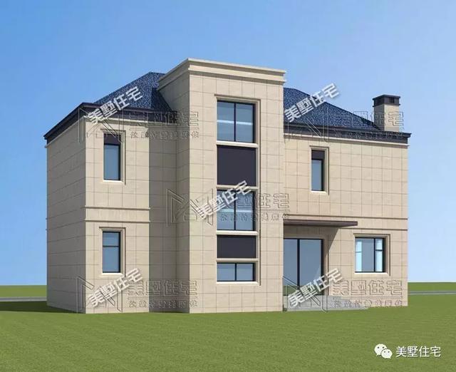 占地147平的簡歐4間二層別墅戶型方案，樓梯有特色