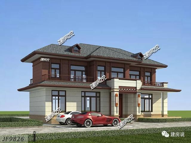 四間兩層新中式農(nóng)村別墅自建房戶型圖，外觀時(shí)尚