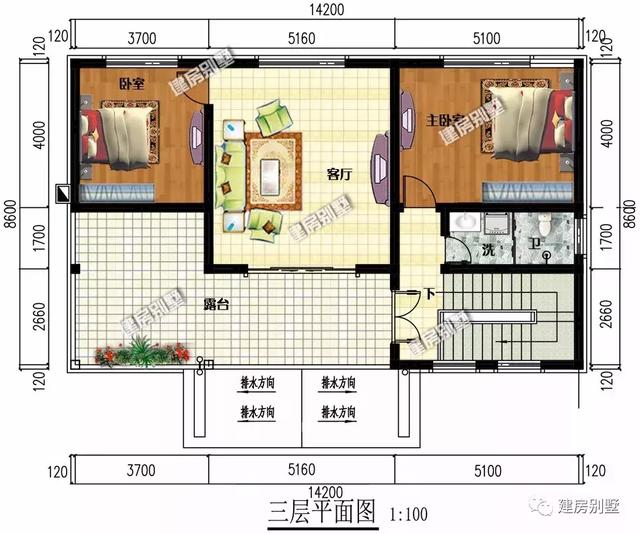 進(jìn)深8.6米的兩棟農(nóng)村別墅戶型圖，第二棟有獨(dú)立廚房