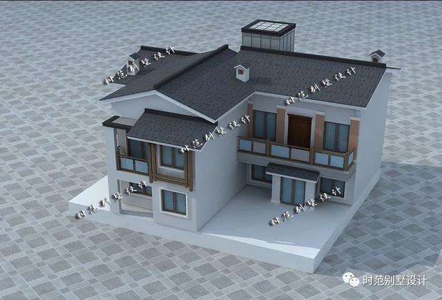 15x13米二層帶庭院中式別墅設(shè)計，徽派中式典范外觀